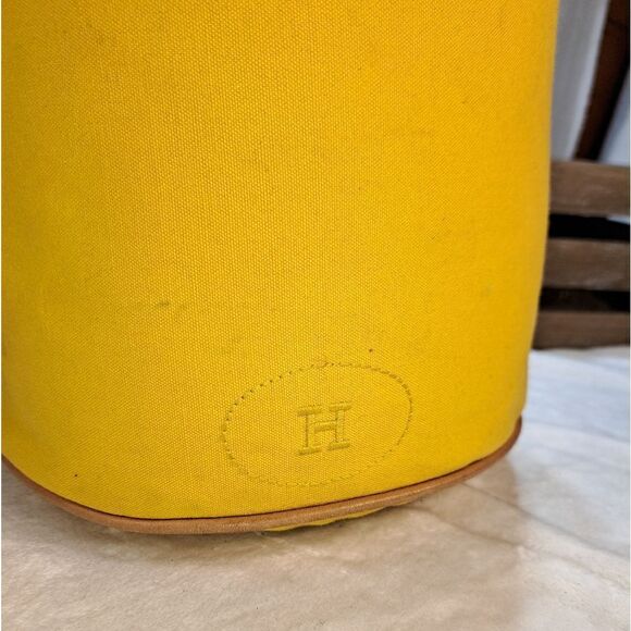 HERMÈS Polochon Yellow Canvas Backpack Bag LARGE PRISTINE CONDITION - Picture 7 of 17